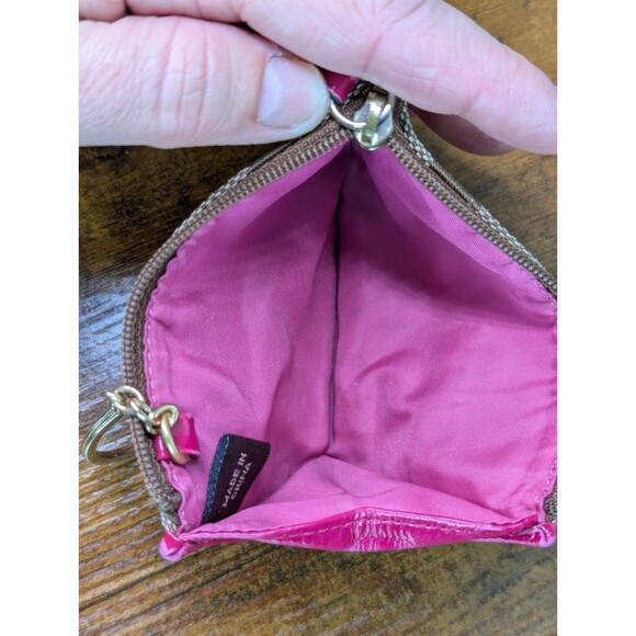 Authentic Coach Signature Pink Zip Coin Purse Keychain Multi-use Pink & Gold Y2K - Picture 9 of 11